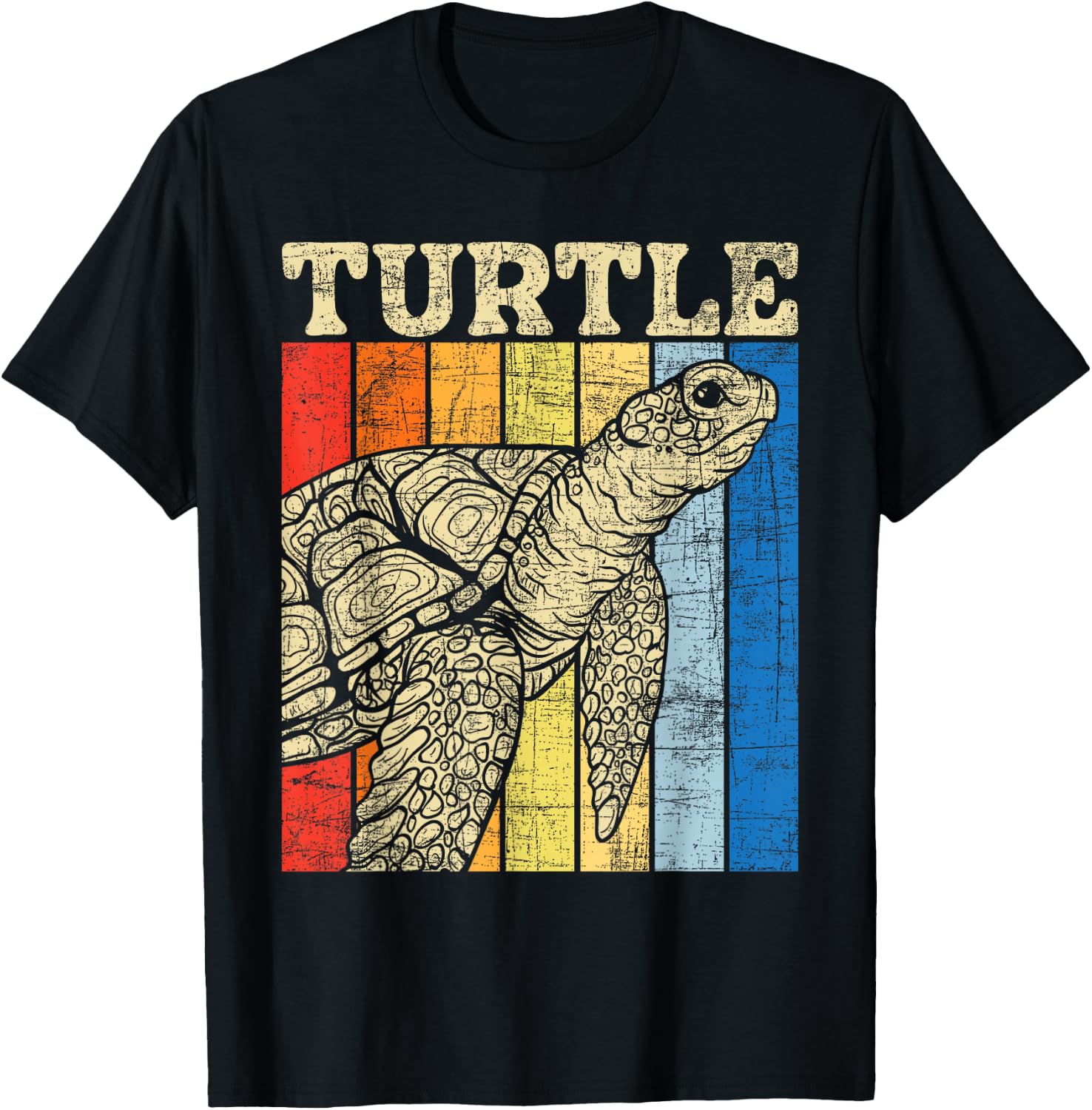 Turtle - Retro Vintage Ocean Sea Animal Wildlife Zookeeper T-Shirt - T-Shirt | Black