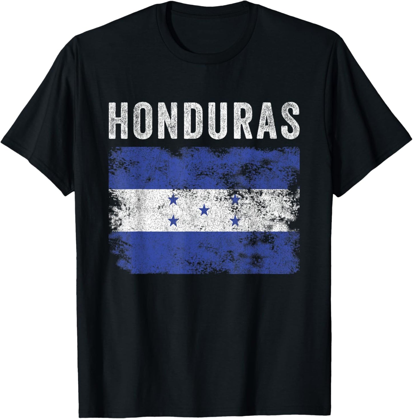Honduras Flag Distressed - Men Women Kids - Honduran Flag T-Shirt - T-Shirt | Black