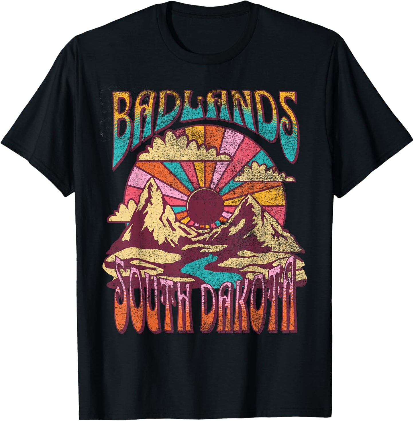 Badlands South Dakota Nature Hiking Mountains Outdoors T-Shirt - T-Shirt | Black
