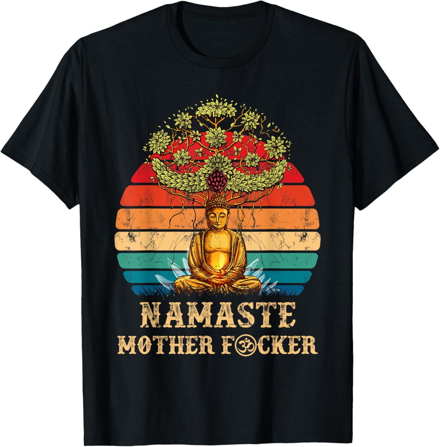 Namaste Mother F cker Vintage Buddha Funny Yoga Meditation T-Shirt - T-Shirt | Black