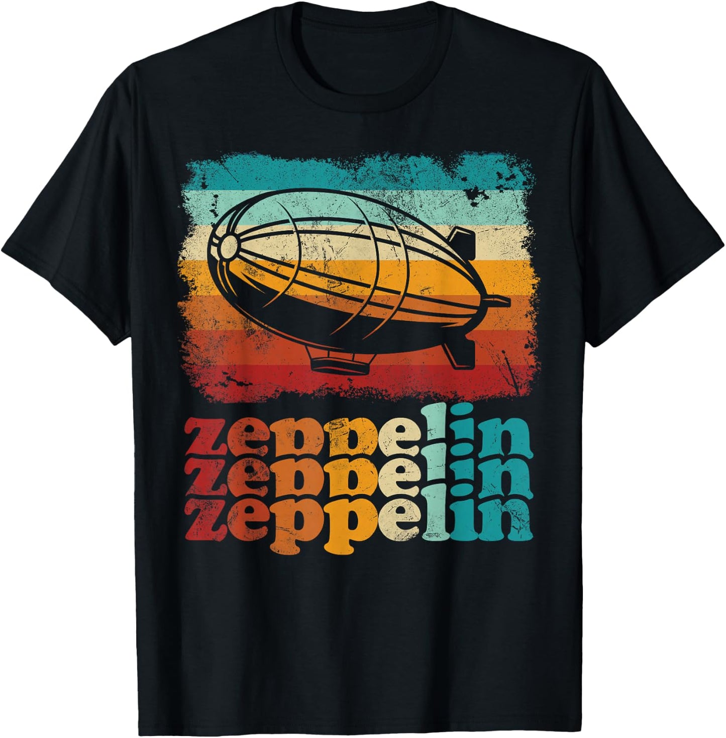 Dirigible Airship Retro Zeppelin 70s 80s Zepelin Zepplin T-Shirt - T-Shirt | Black