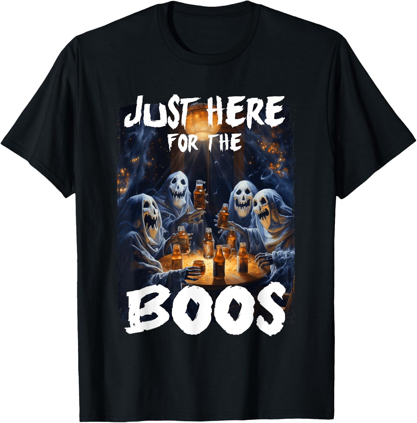 I'm Just Here For The Boos Ghost Funny Men Women Halloween T-Shirt - T-Shirt | Black