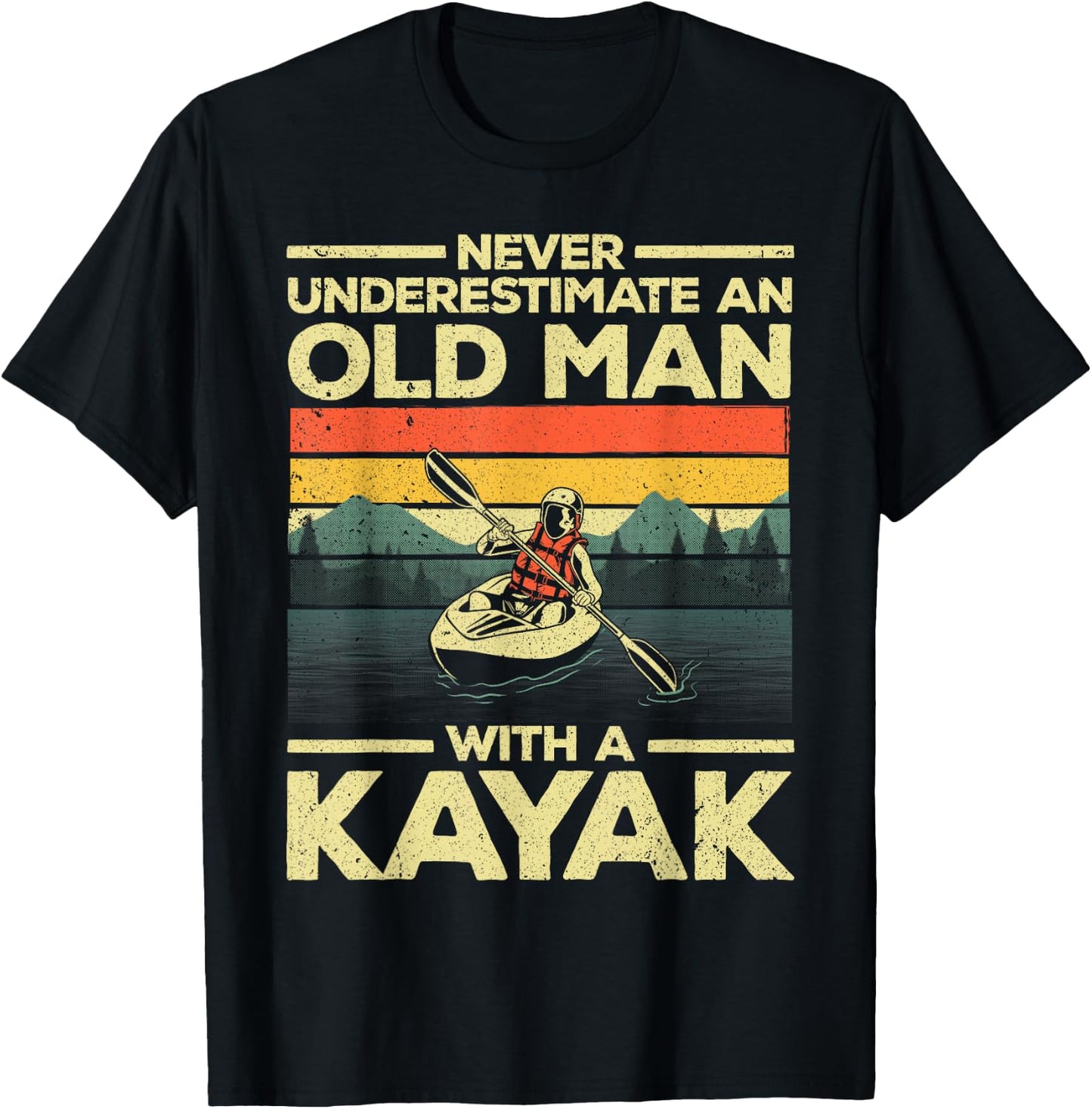 Funny Kayaking Design Grandpa Kayaker Kayak Lovers T-Shirt - T-Shirt | Black