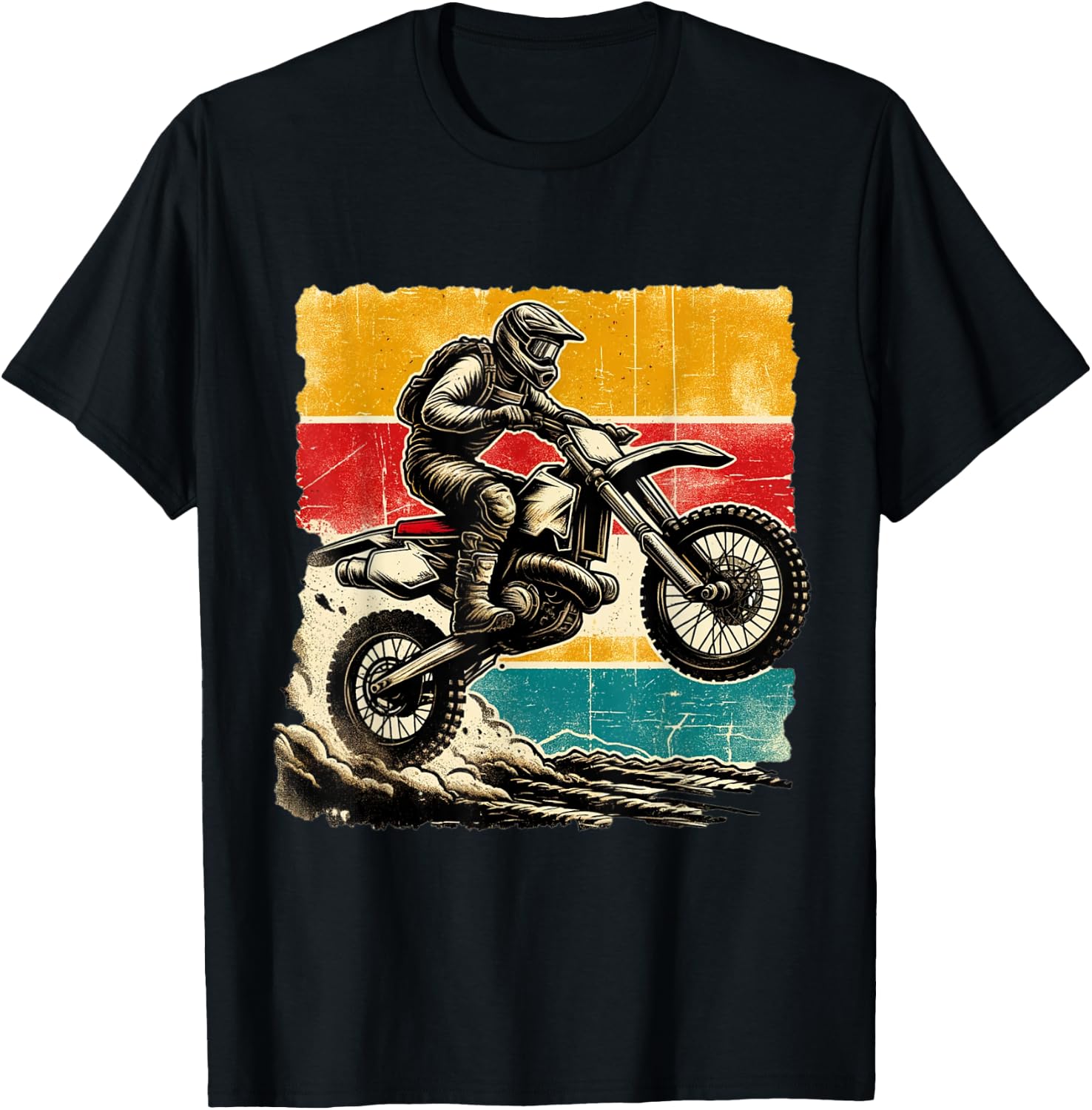 Vintage Motocross Stunt Dirt Bike Racing MX Enduro Off-Road T-Shirt - T-Shirt | Black