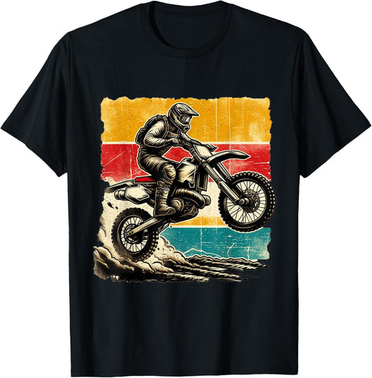 Vintage Motocross Stunt Dirt Bike Racing MX Enduro Off-Road T-Shirt - T-Shirt | Black