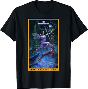The Goddess Diana High Priestess Tarot Card Pagan Witchcraft T-Shirt - T-Shirt | Black