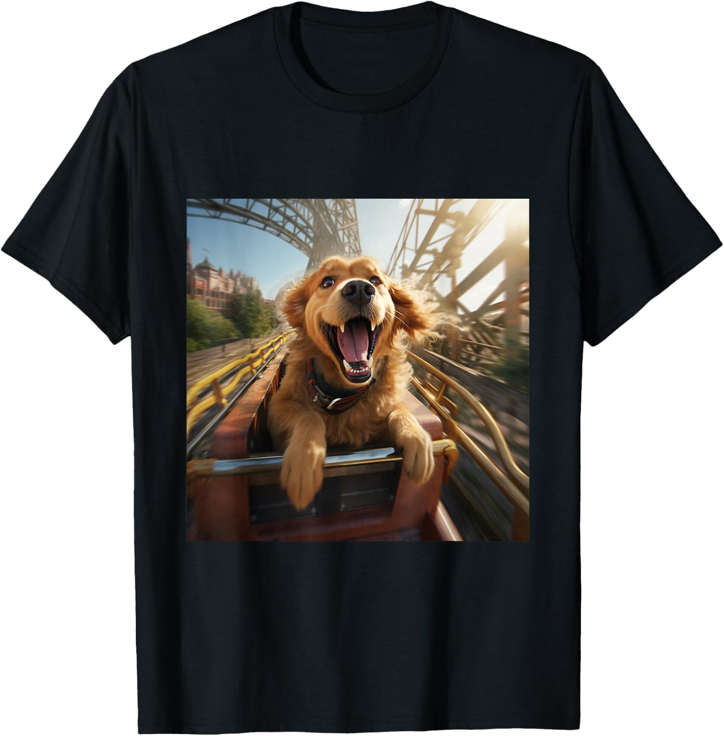 Labrador Retriever Puppy Dog Riding Roller Coaster Men Women Girls Kids T-Shirt - T-Shirt | Black