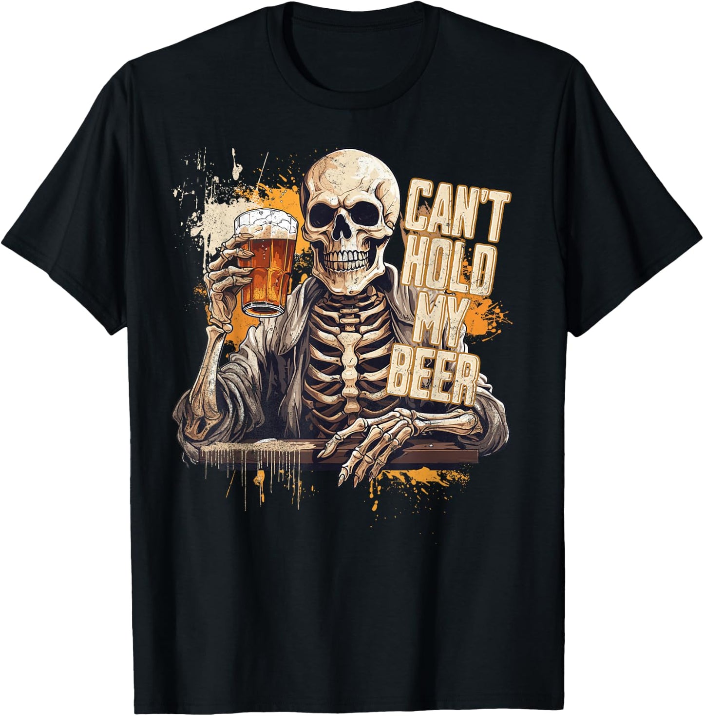 I Can't Hold My Beer Funny Craft Drinking Skeleton T-Shirt - T-Shirt | Black