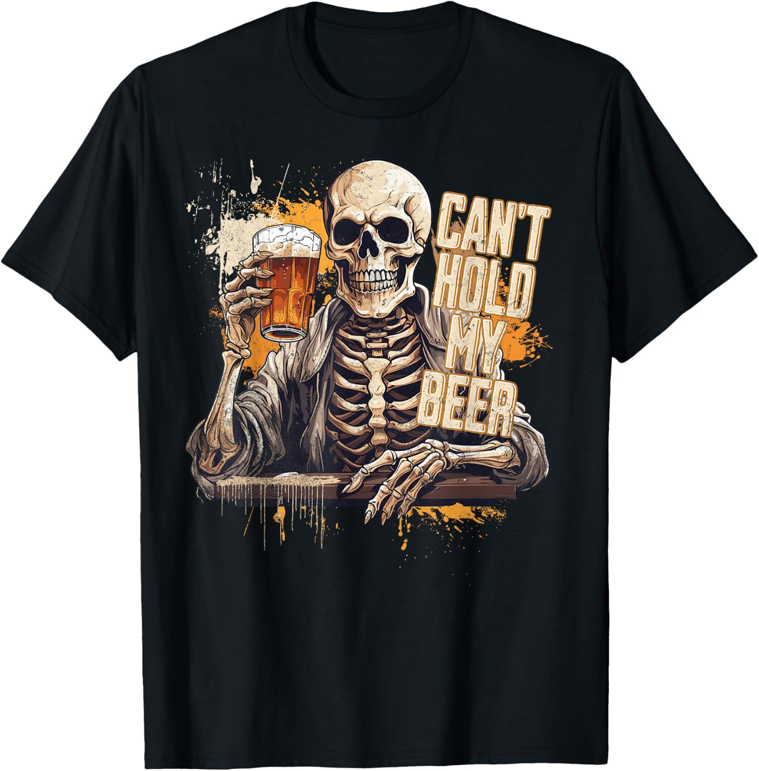 I Can't Hold My Beer Funny Craft Drinking Skeleton T-Shirt - T-Shirt | Black