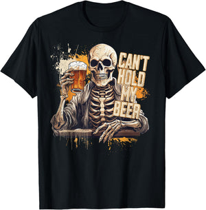 I Can't Hold My Beer Funny Craft Drinking Skeleton T-Shirt - T-Shirt | Black