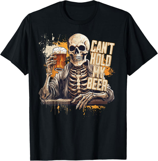 I Can't Hold My Beer Funny Craft Drinking Skeleton T-Shirt - T-Shirt | Black