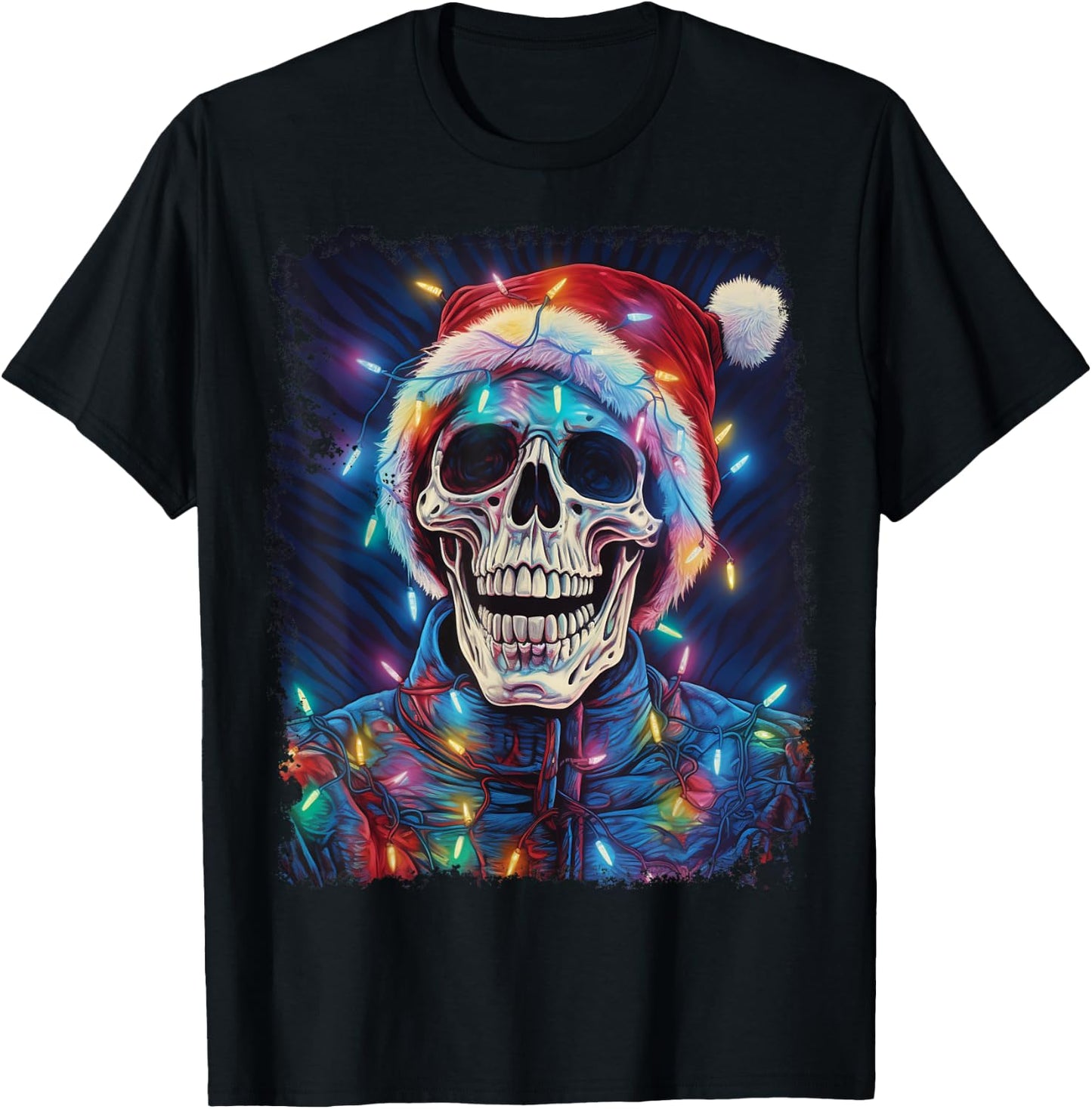 Christmas Skeleton Anatomy Scary Halloween T-Shirt - T-Shirt | Black
