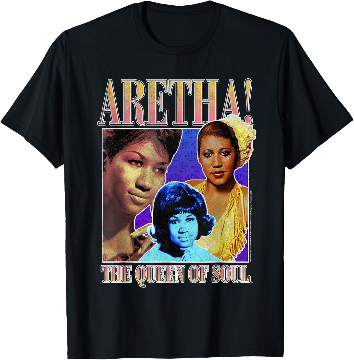 Aretha Franklin Triple Queen of Soul T-Shirt - T-Shirt | Black