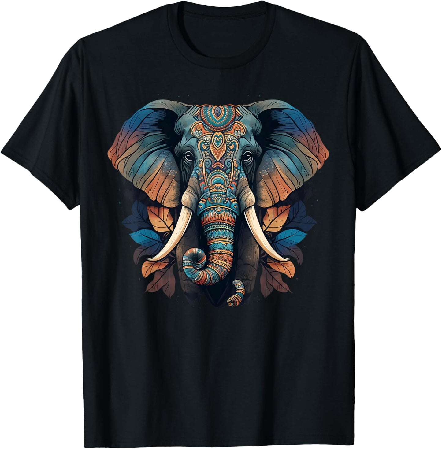 Geometry Elephant Mandala Art T-Shirt - T-Shirt | Black