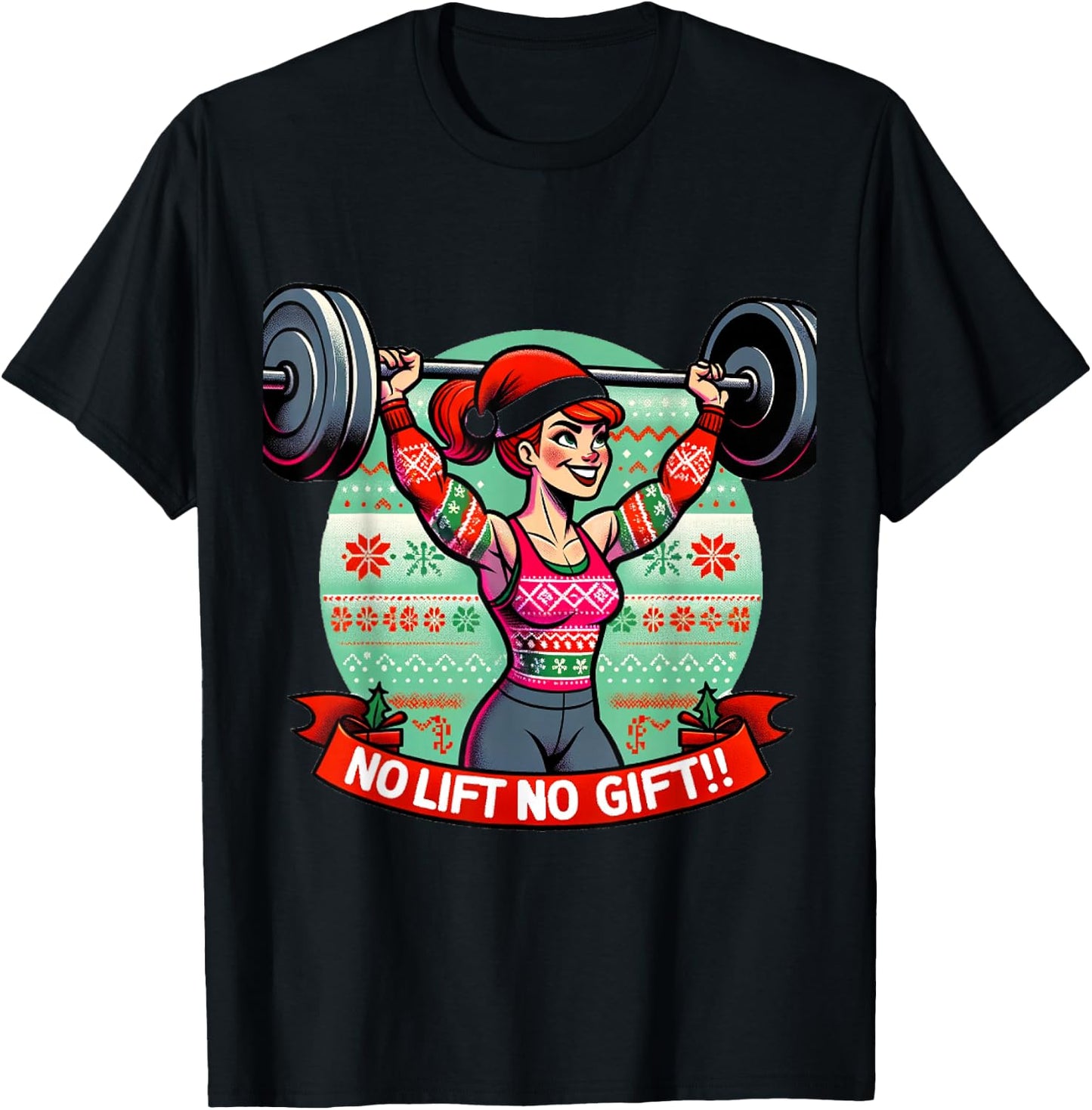No Lift No Gift Workout Gym Christmas Xmas Miss Santa Women T-Shirt - T-Shirt | Black