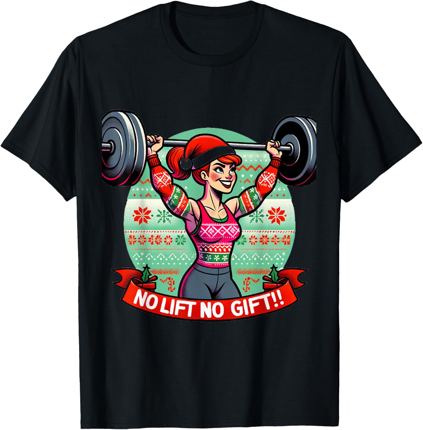 No Lift No Gift Workout Gym Christmas Xmas Miss Santa Women T-Shirt - T-Shirt | Black