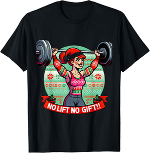 No Lift No Gift Workout Gym Christmas Xmas Miss Santa Women T-Shirt - T-Shirt | Black