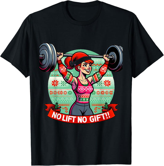 No Lift No Gift Workout Gym Christmas Xmas Miss Santa Women T-Shirt - T-Shirt | Black