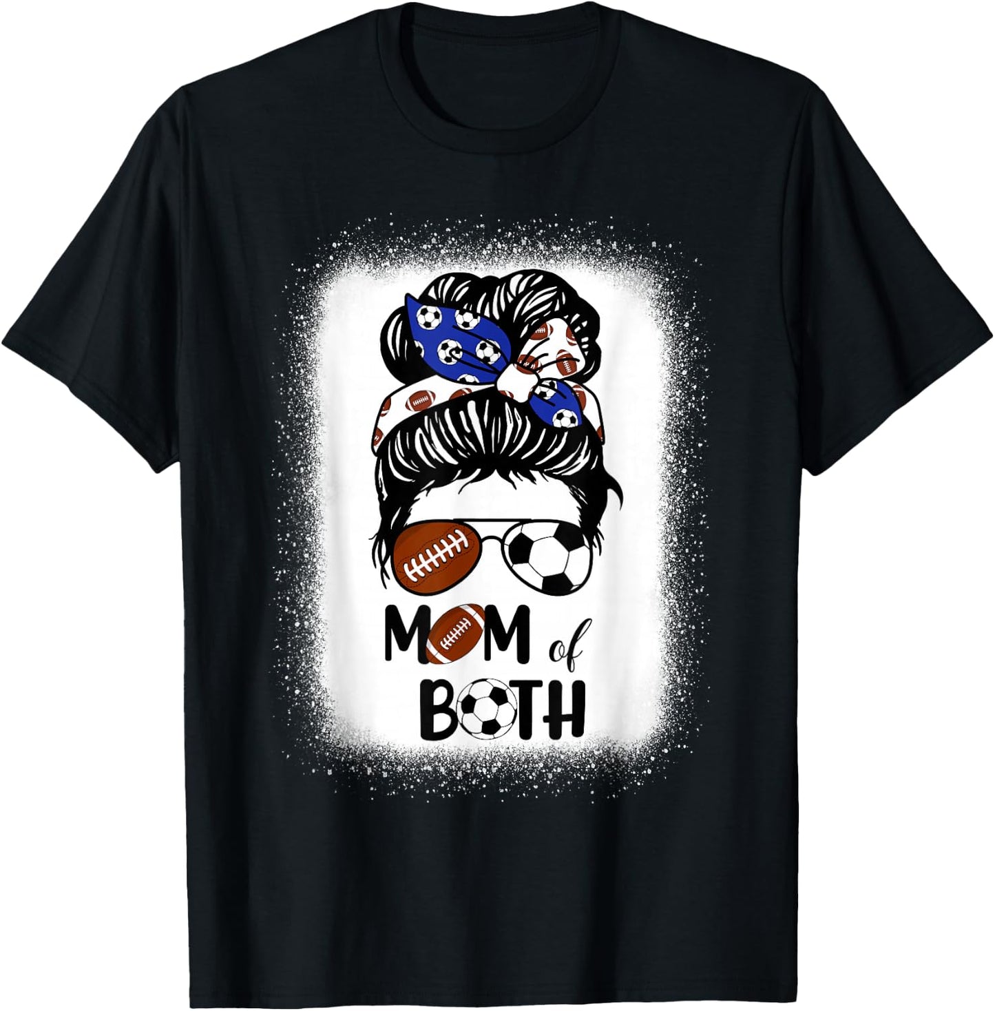Messy Bun Soccer Mom Football Mom Of Both Mothers Day T-Shirt - T-Shirt | Black