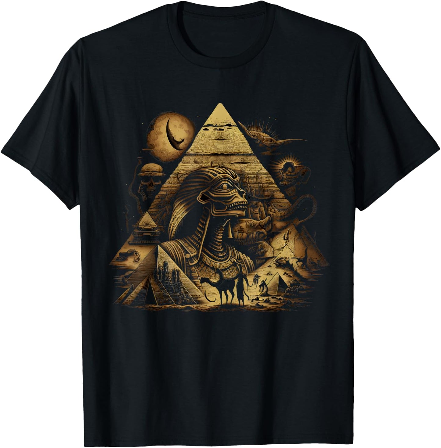 Ancient Egyptian Pyramids Aliens Space UFO Science T-Shirt - T-Shirt | Black