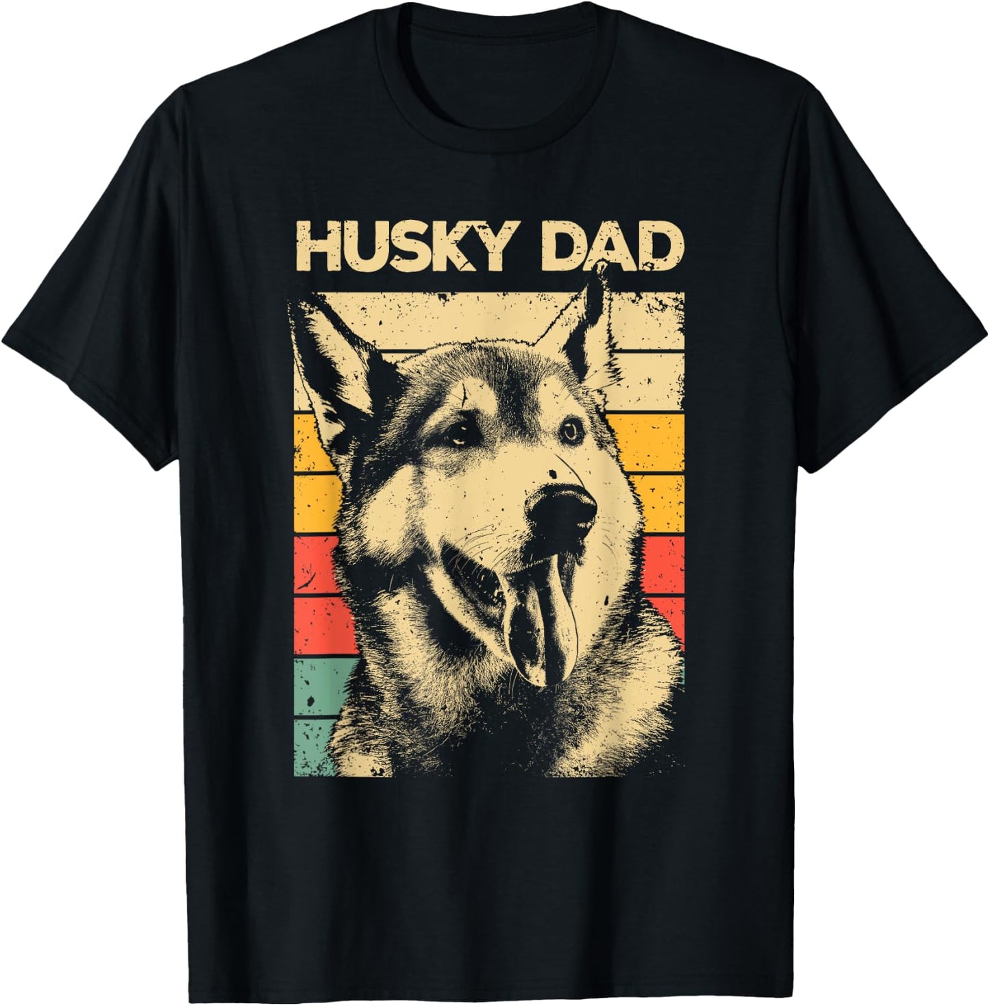 Best Husky Design For Dad Men Siberian Husky Pet Dog Lovers T-Shirt - T-Shirt | Black