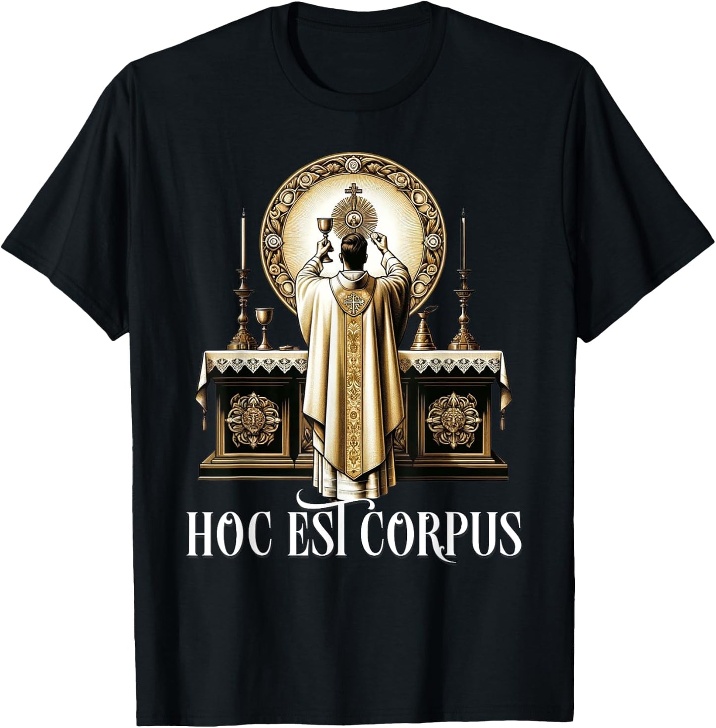 Eucharistic Consecration Traditional Latin Mass Catholic T-Shirt - T-Shirt | Black