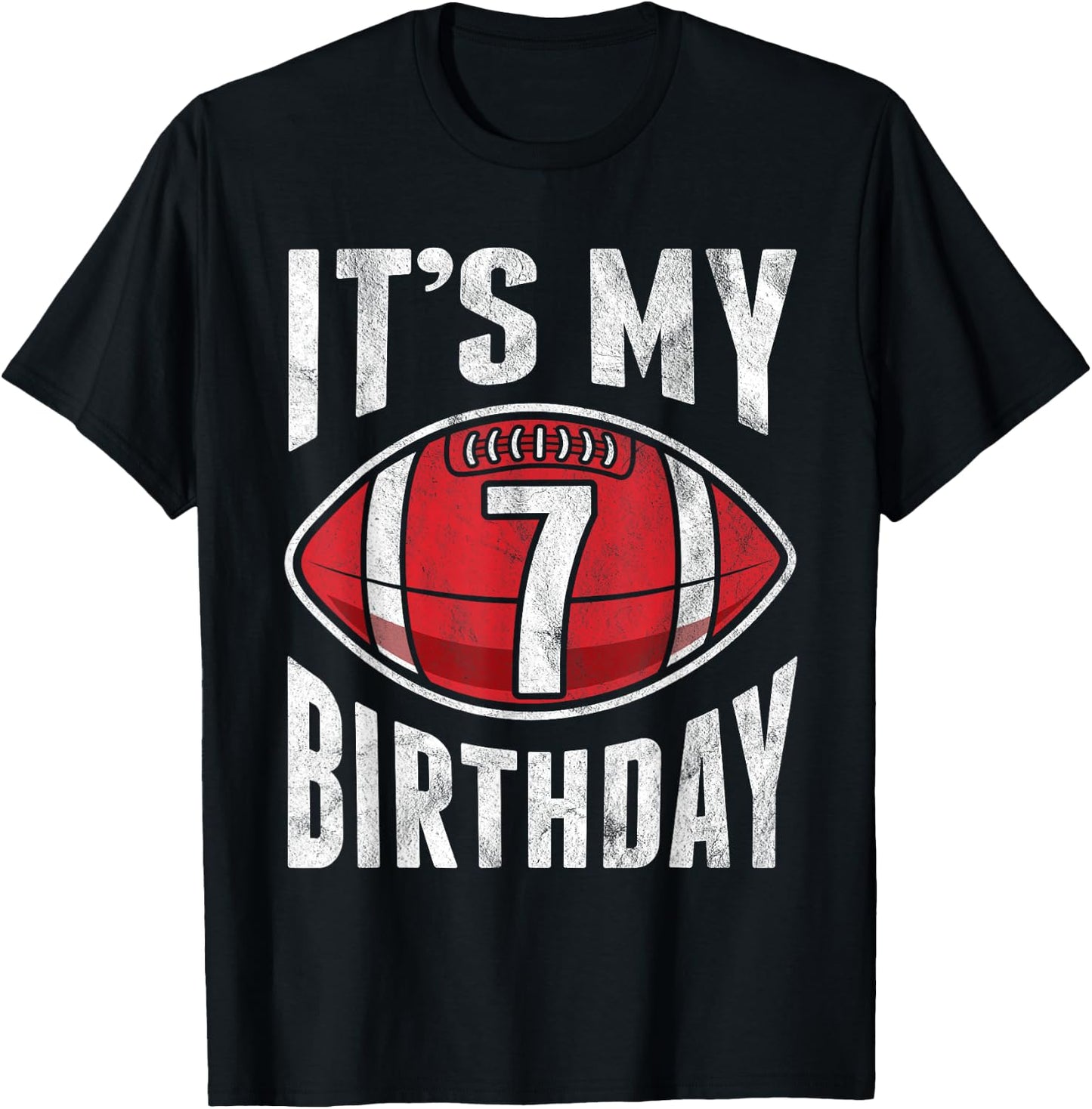 7 Years Old American Football 7th Birthday Boy Retro Style T-Shirt - T-Shirt | Black