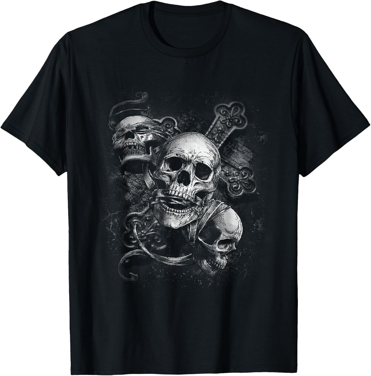 Hear No See No Speak No Evil, Dark Skeleton T-Shirt - T-Shirt | Black