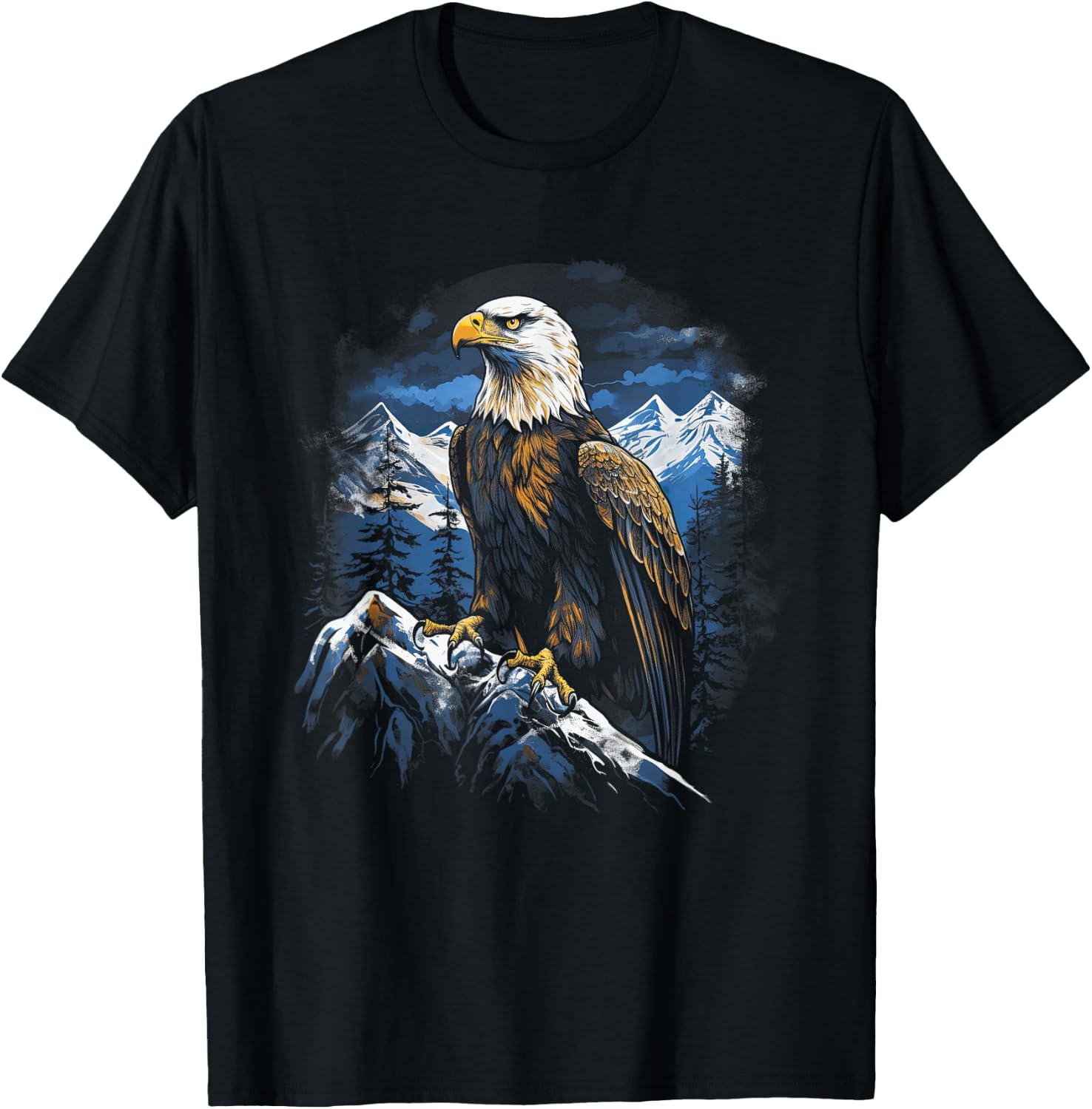 Eagle Landscapes Wilderness Mountains Bald Eagle Majestic Breathtaking Bird Nature Freedom USA T-Shirt - T-Shirt | Black