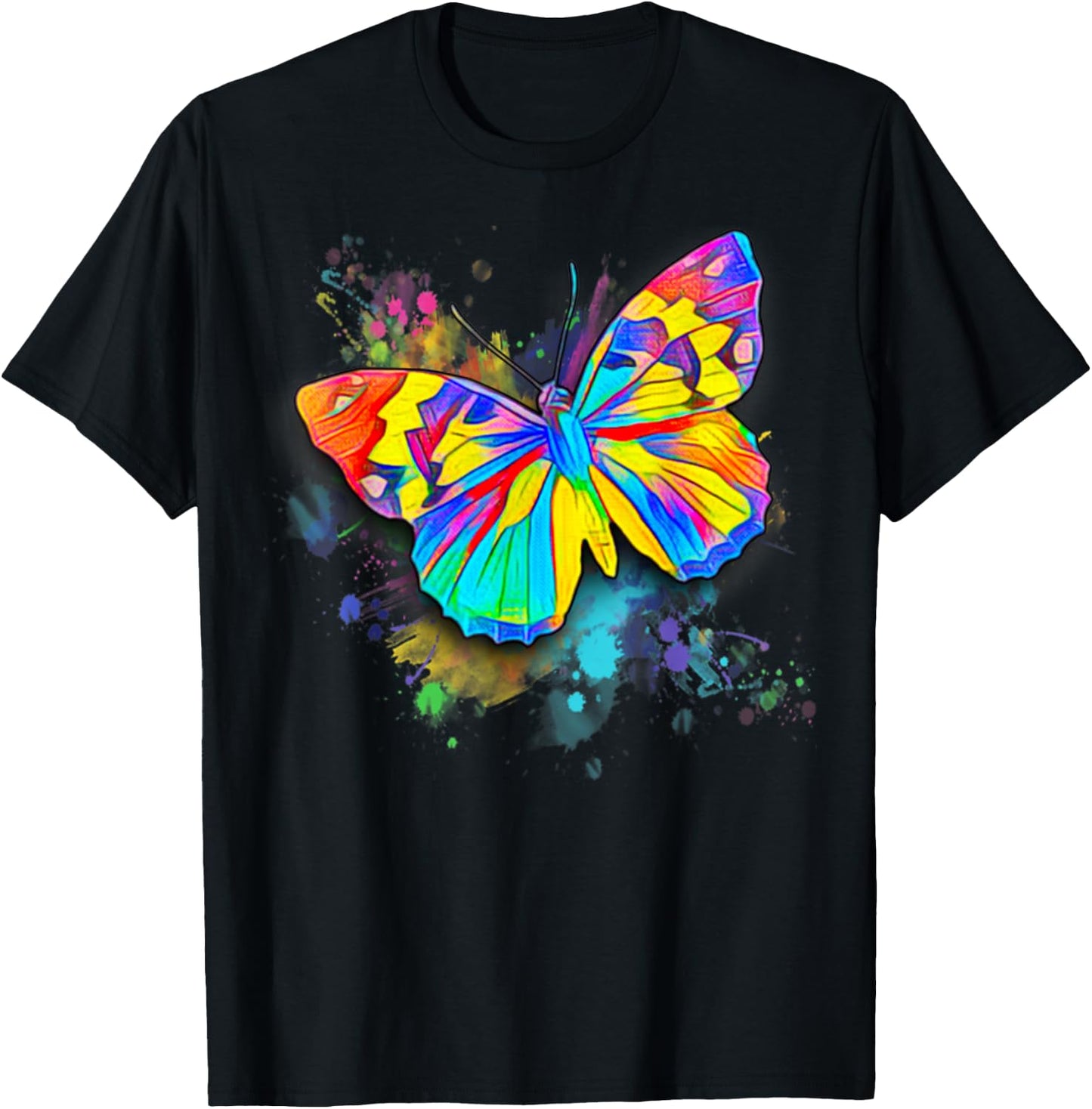 Colorful & Pretty Retro Butterfly Gear , Men & Kids T-Shirt - T-Shirt | Black