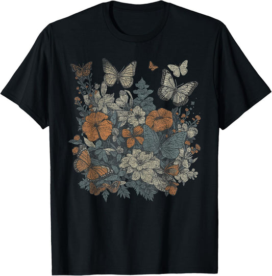 Fairy Grunge Fairycore Aesthetic Cottagecore Goth Butterfly T-Shirt - T-Shirt | Black