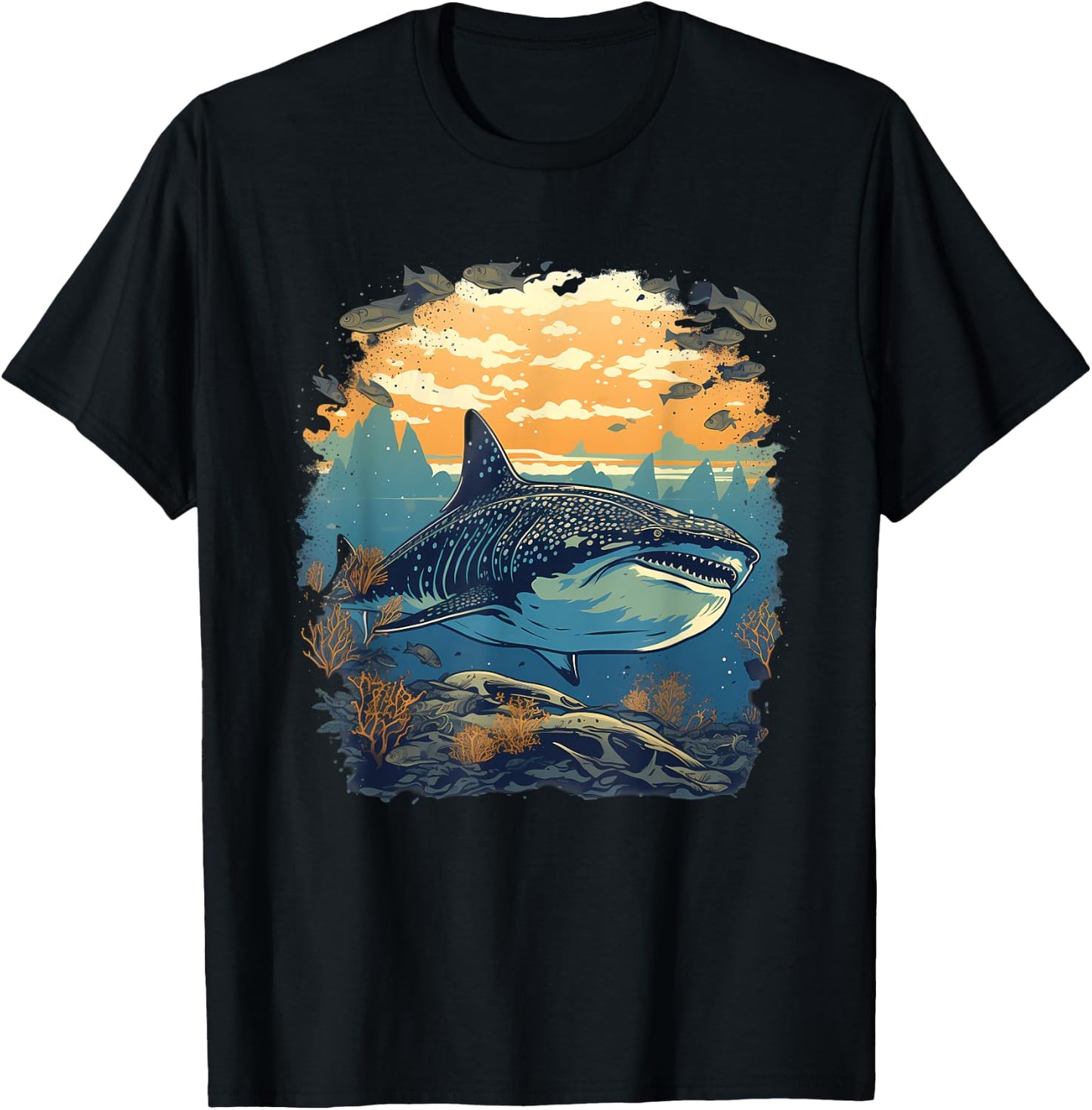 Retro Style Whale Shark T-Shirt - T-Shirt | Black