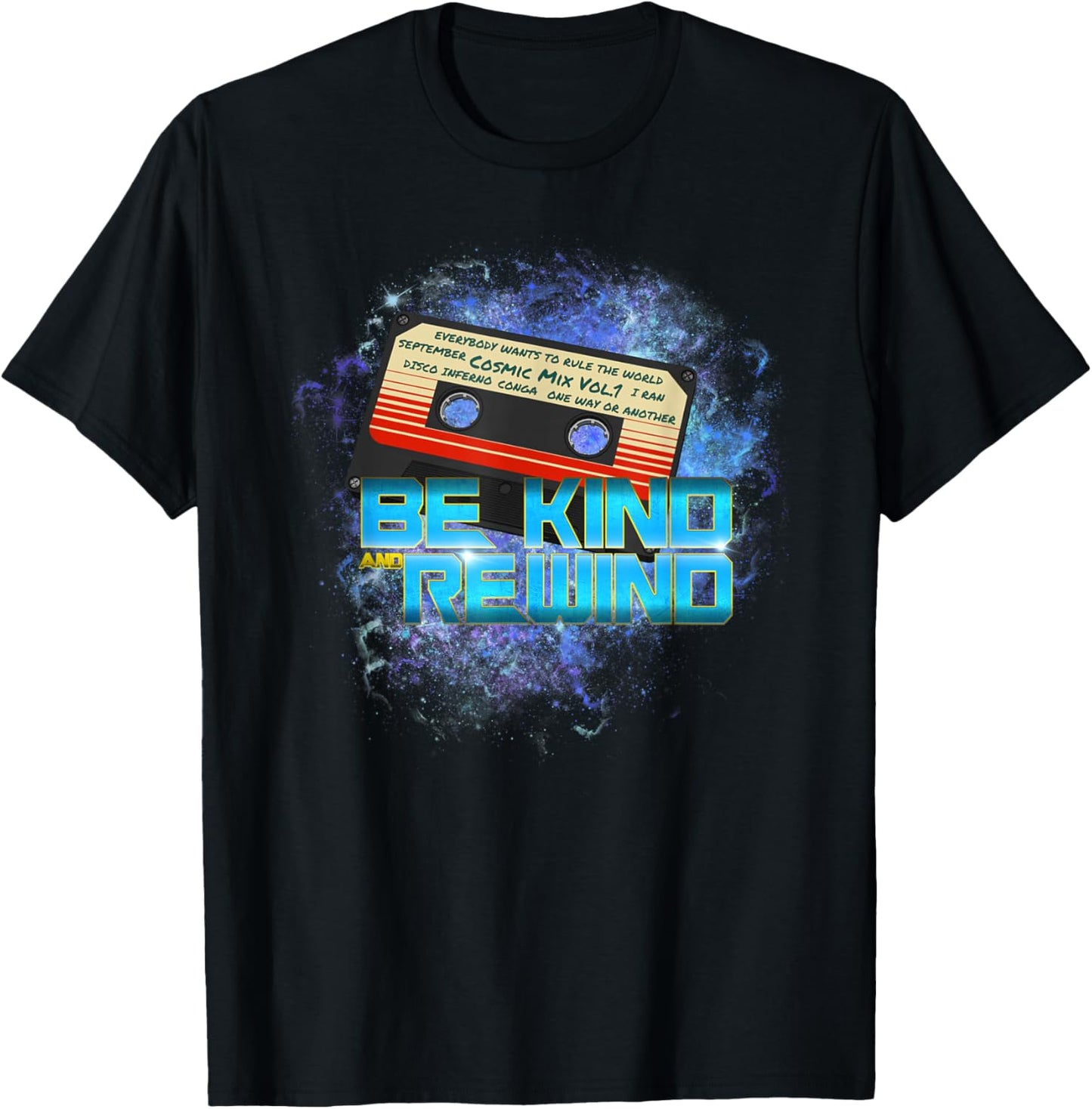 Cosmic Cassette Be Kind Rewind 80s - Out-of-this-World T-Shirt - T-Shirt | Black