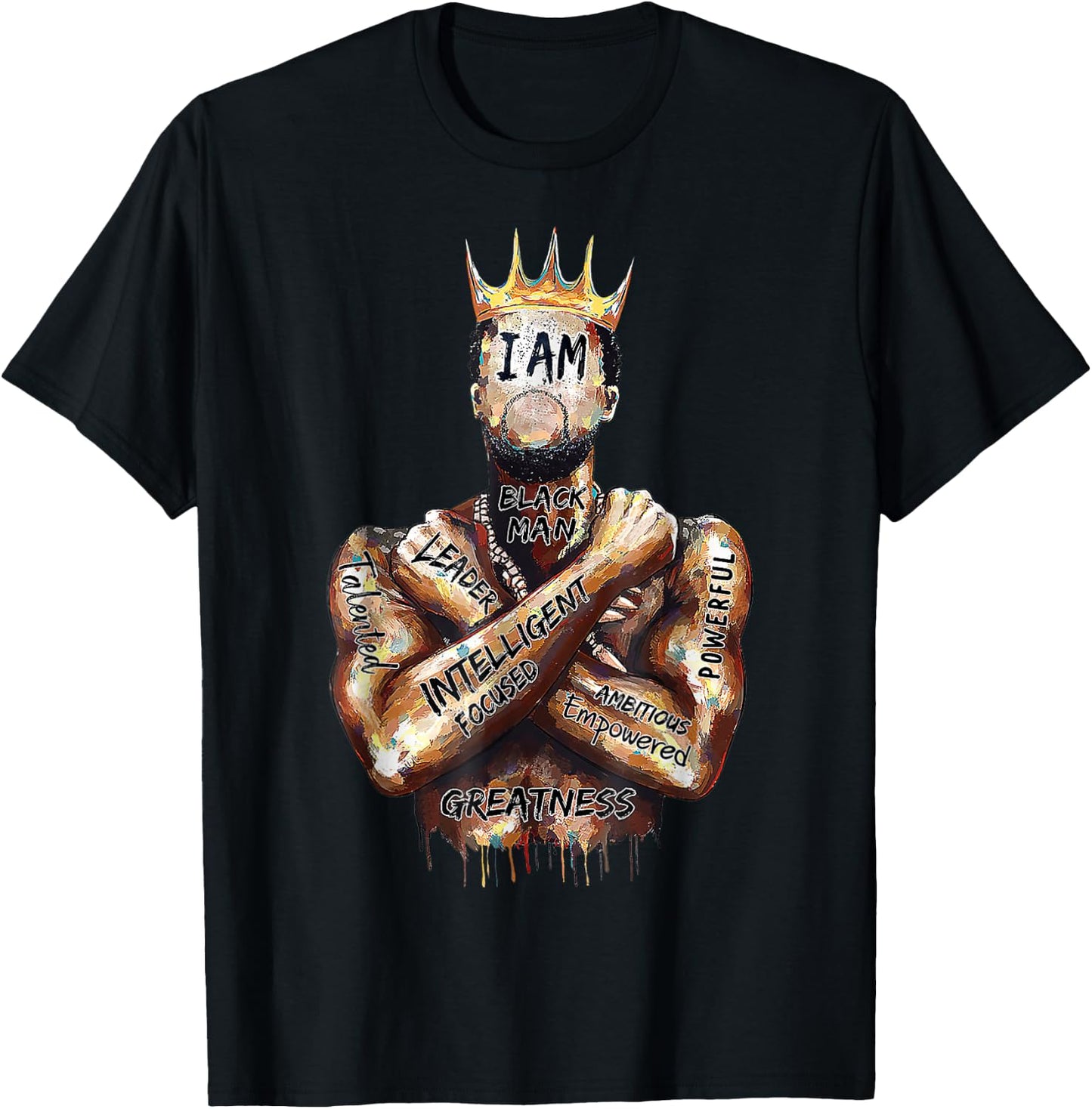 I Am Black Man King Powerful Dad Afro Melanin Black History T-Shirt - T-Shirt | Black