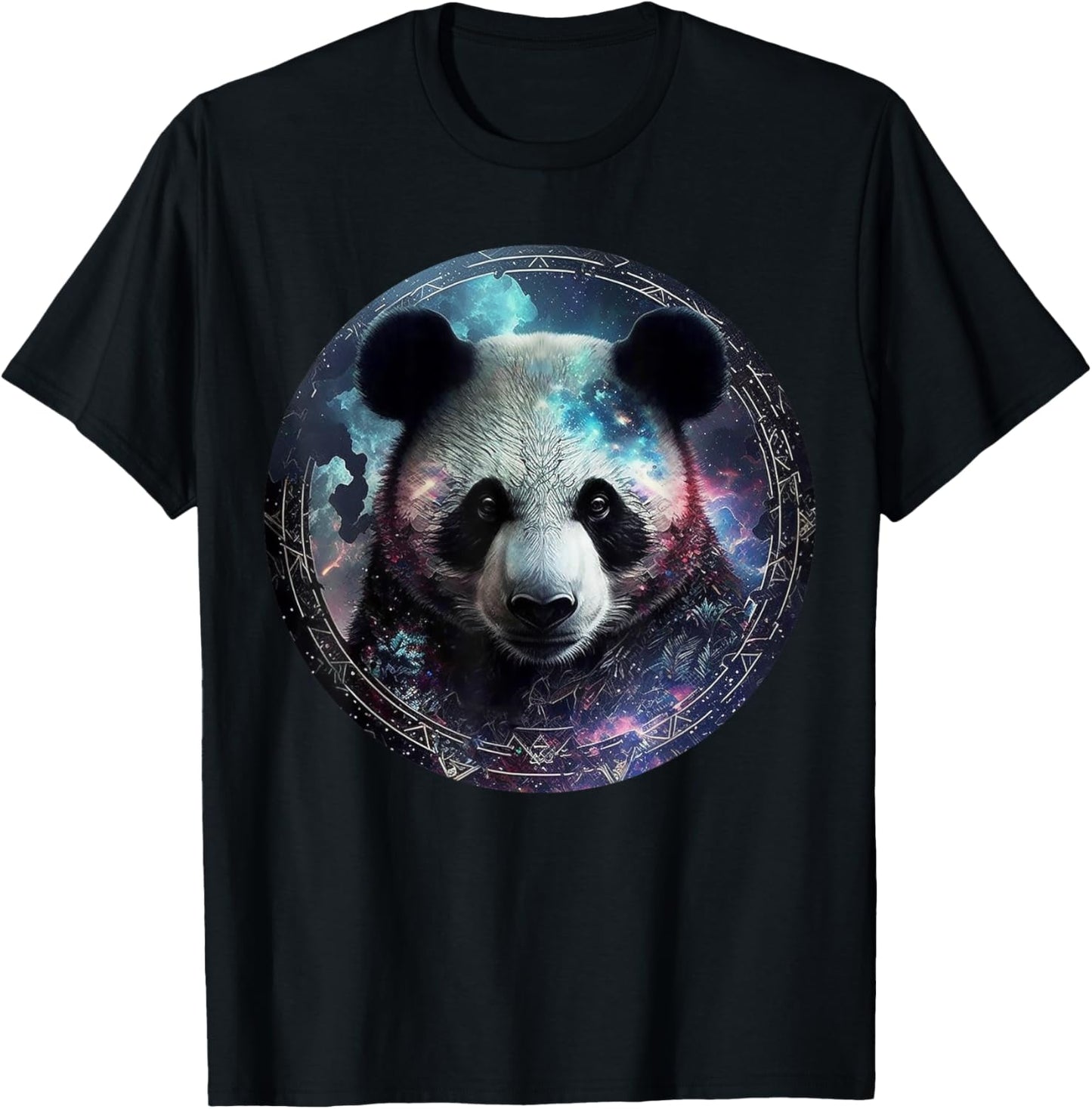 Panda art fantasy motif animal print panda T-Shirt - T-Shirt | Black