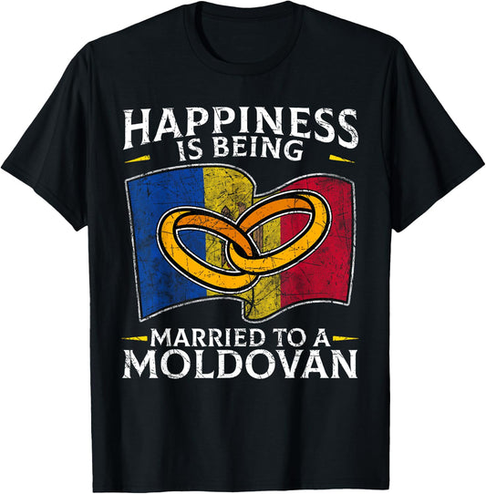 Moldova Marriage Moldovan Roots Heritage Married Flag T-Shirt - T-Shirt | Black