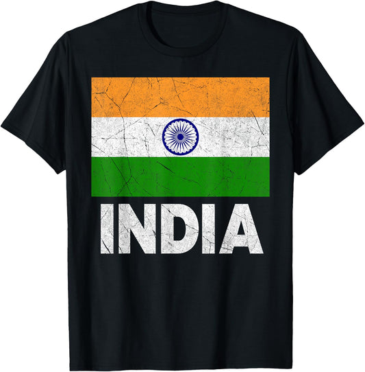 Indian Flag India Women Boys Girls Kids Birthday T-Shirt - T-Shirt | Black