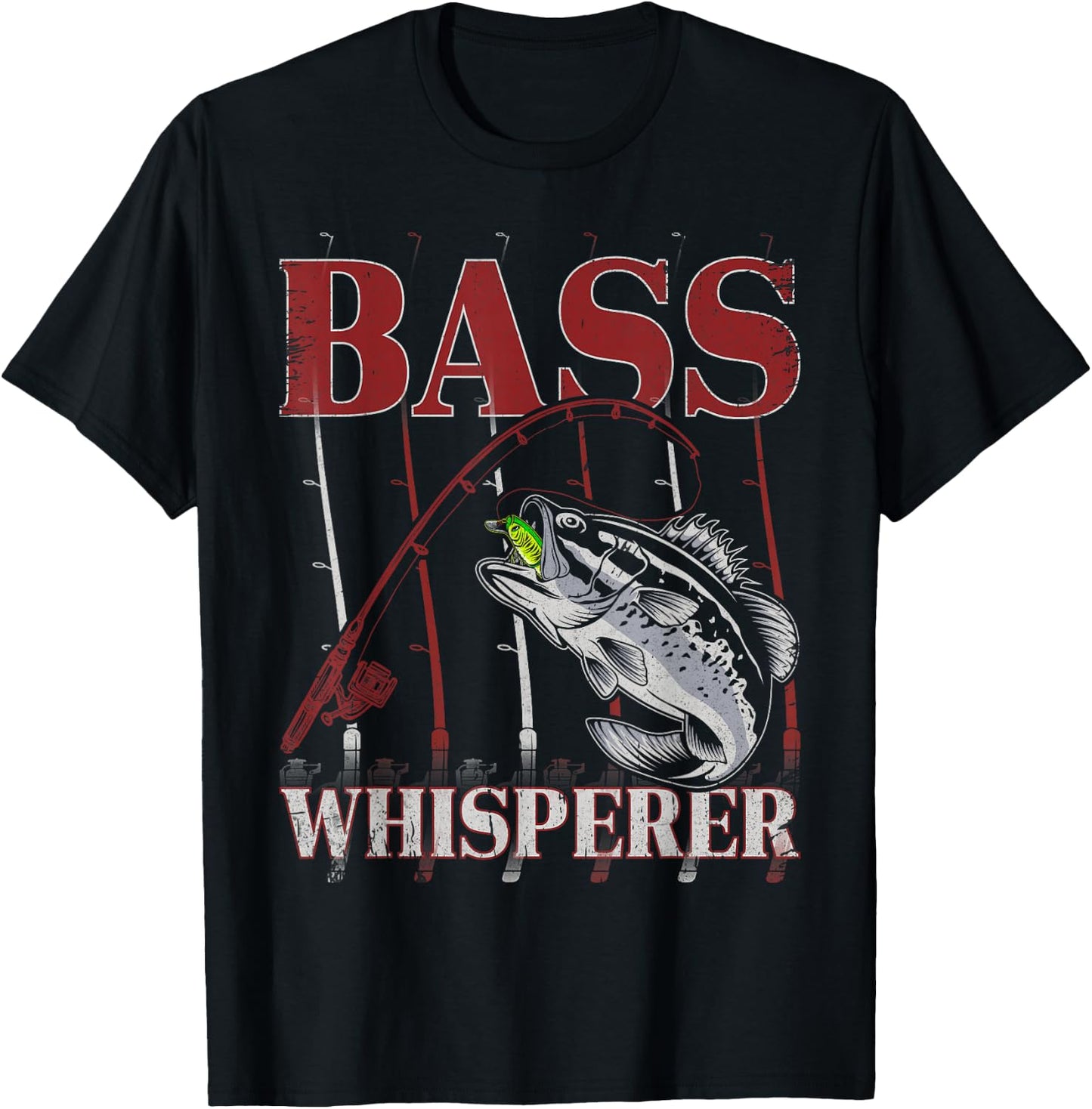 Patriotic Anglers American Bass Pro Whisperer Fisherman T-Shirt - T-Shirt | Black
