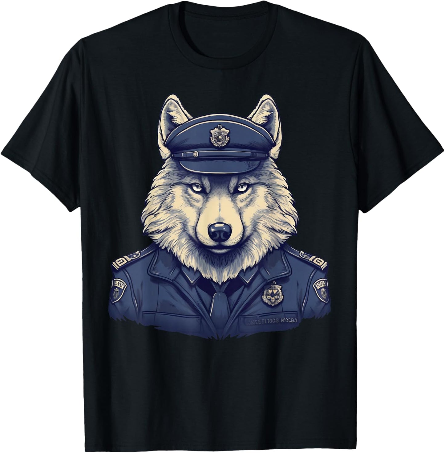 Police Officer Wolf Cop on Police Wolf T-Shirt - T-Shirt | Black