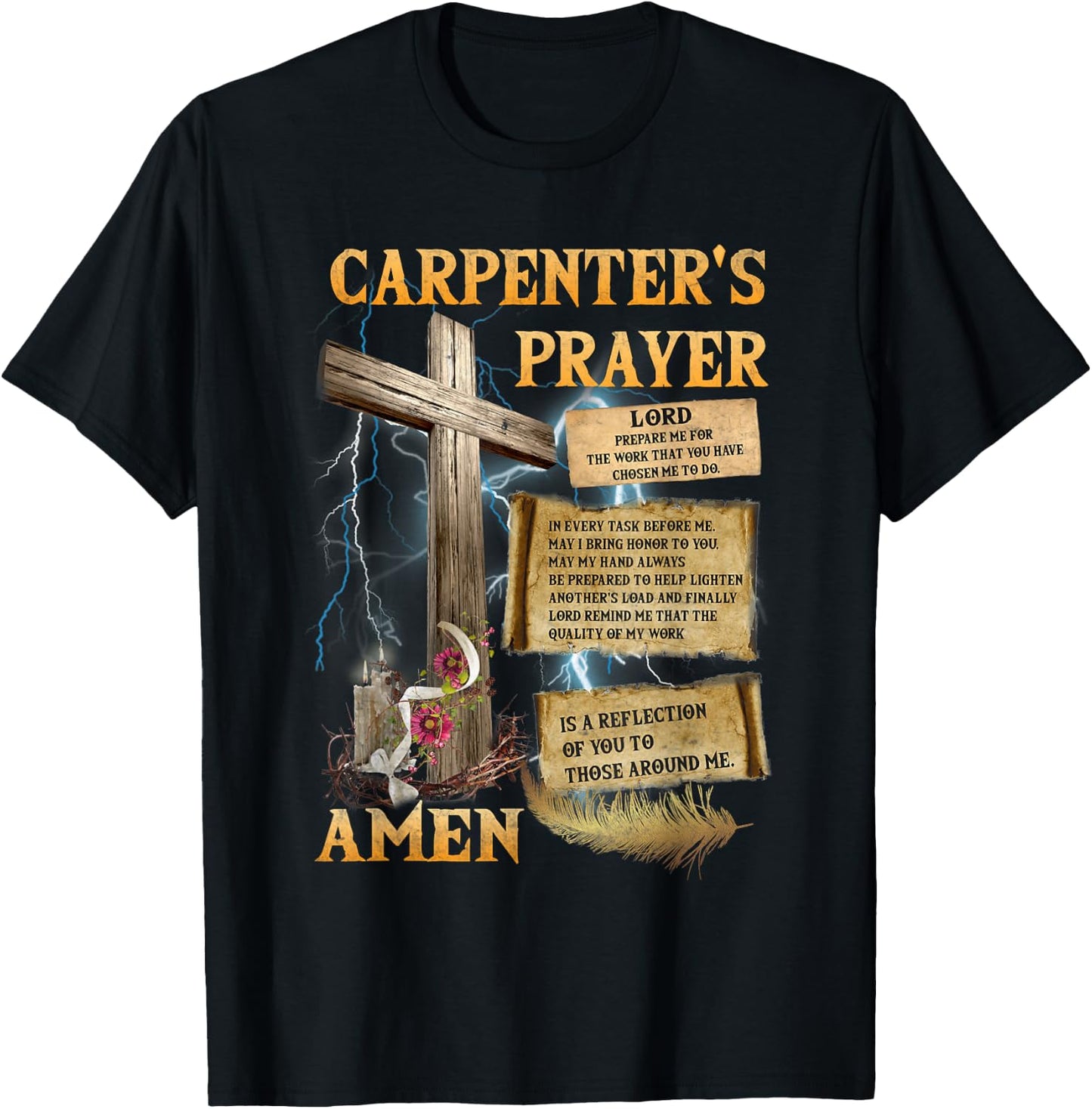 The Carpenter's Prayer Christian Present Jesus Carpeting T-Shirt - T-Shirt | Black