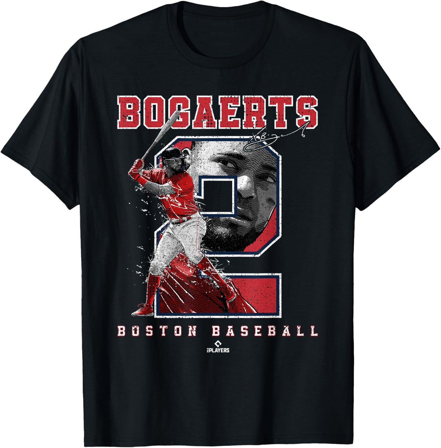 Number and Portrait Xander Bogaerts Boston MLBPA T-Shirt - T-Shirt | Black