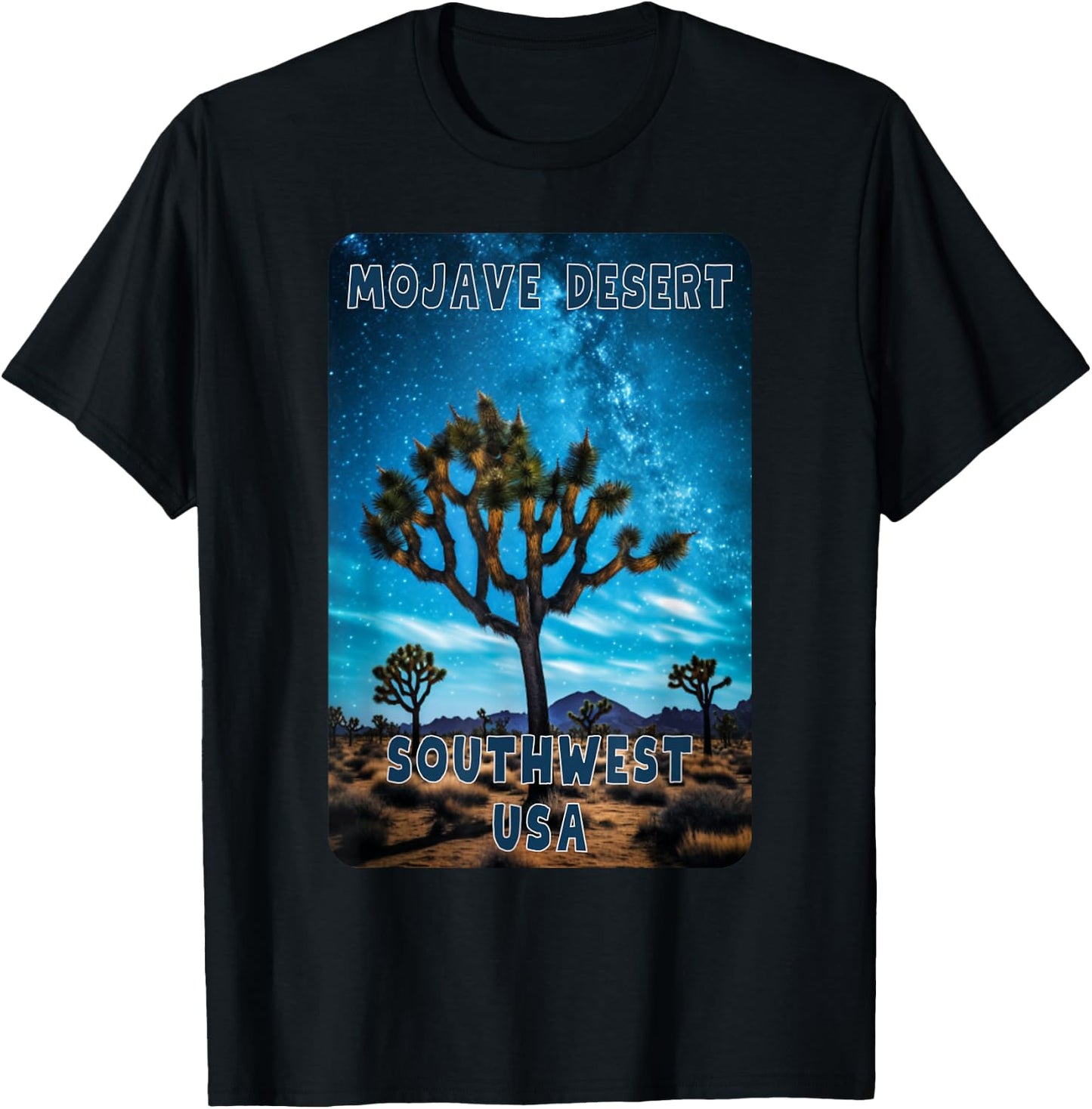 Mojave Desert Joshua Tree Stars T-Shirt - T-Shirt | Black