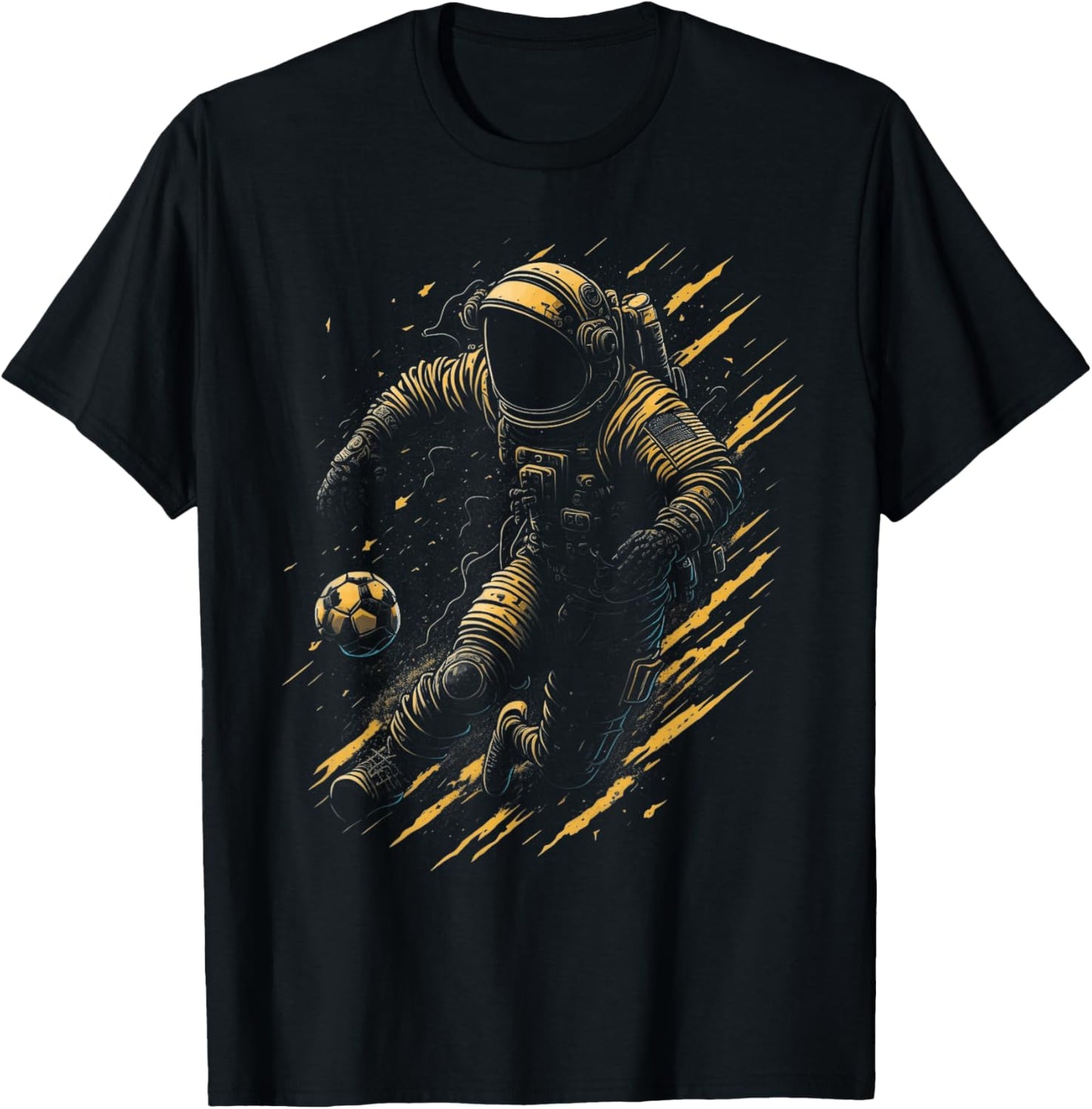 Astronaut Playing Soccer Space Boys Girls Astronaut Graphic T-Shirt - T-Shirt | Black