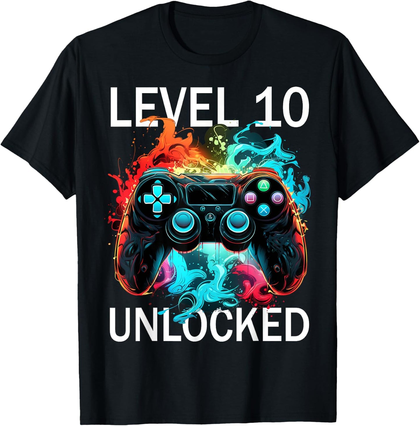 Kids Level 10 Unlocked Video Gamer Retro 10th Birthday Game T-Shirt - T-Shirt | Black
