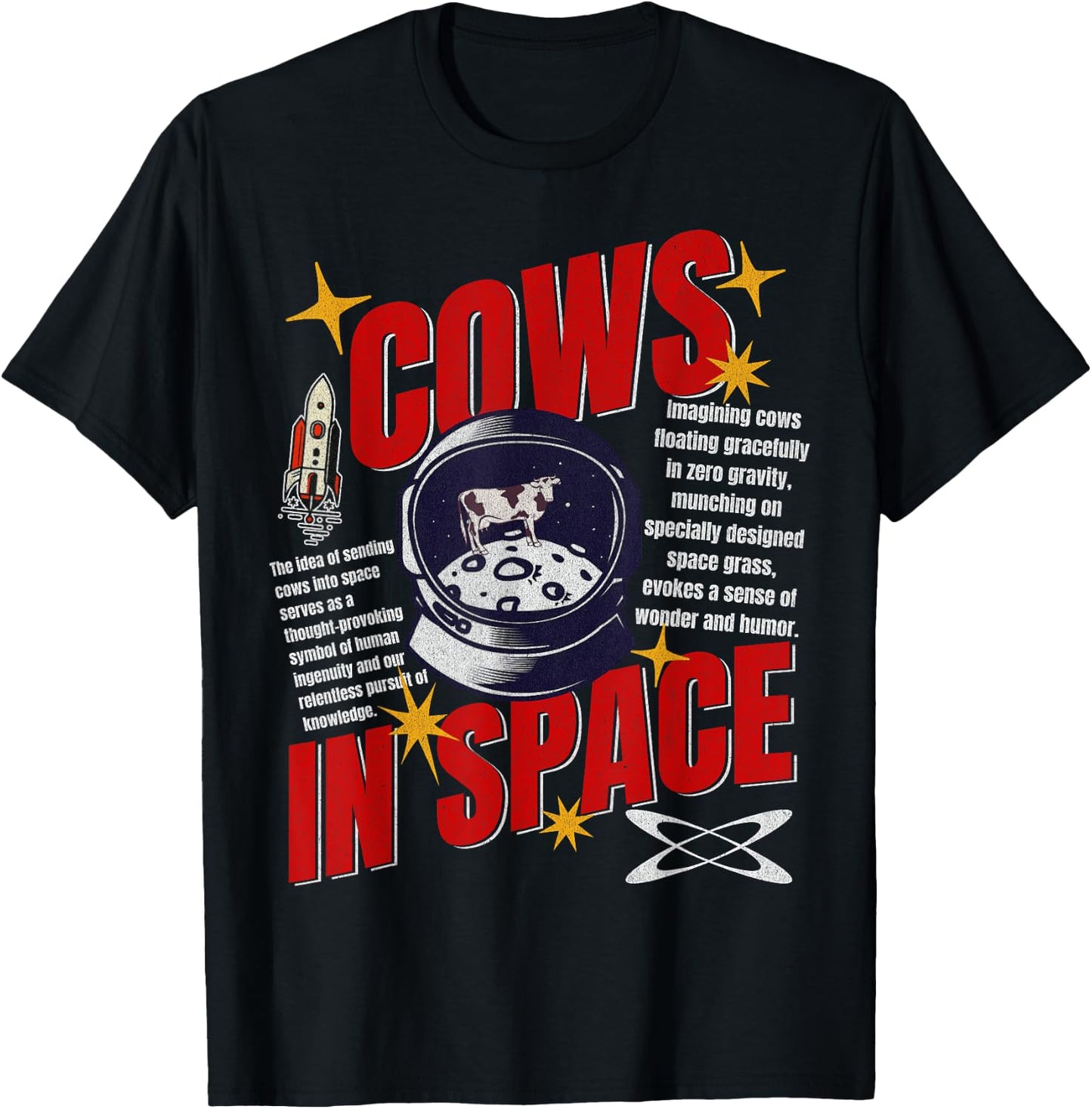 Cows In Space Exploration Funny Cow Lover Astronomy T-Shirt - T-Shirt | Black