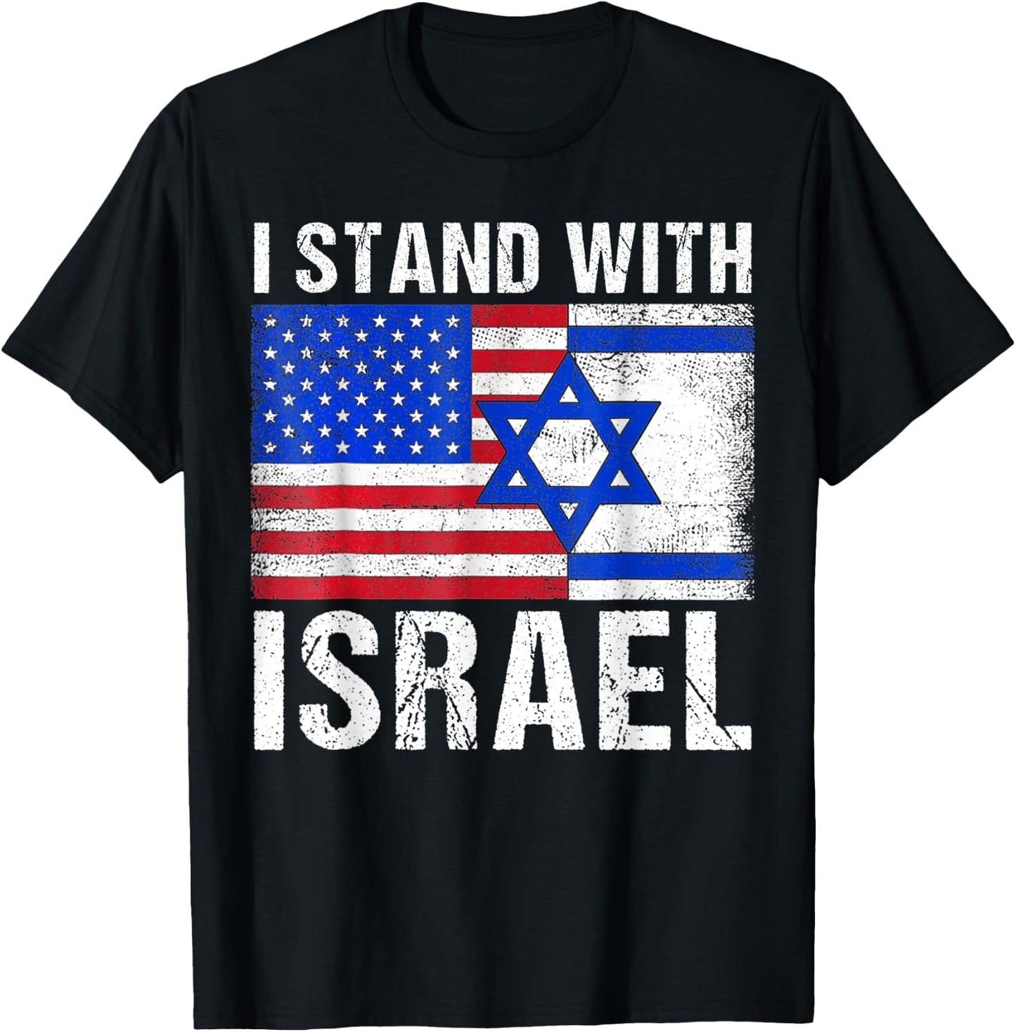 Support Israel I Stand With Israel Israeli Flag T-Shirt - T-Shirt | Black