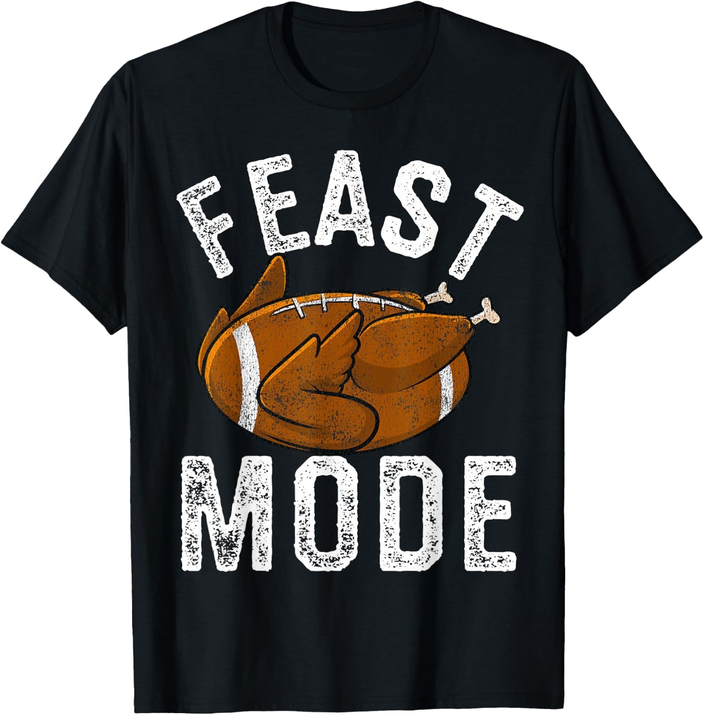 Feast Mode Football Turkey Funny Thanksgiving Men Women Kids T-Shirt - T-Shirt | Black