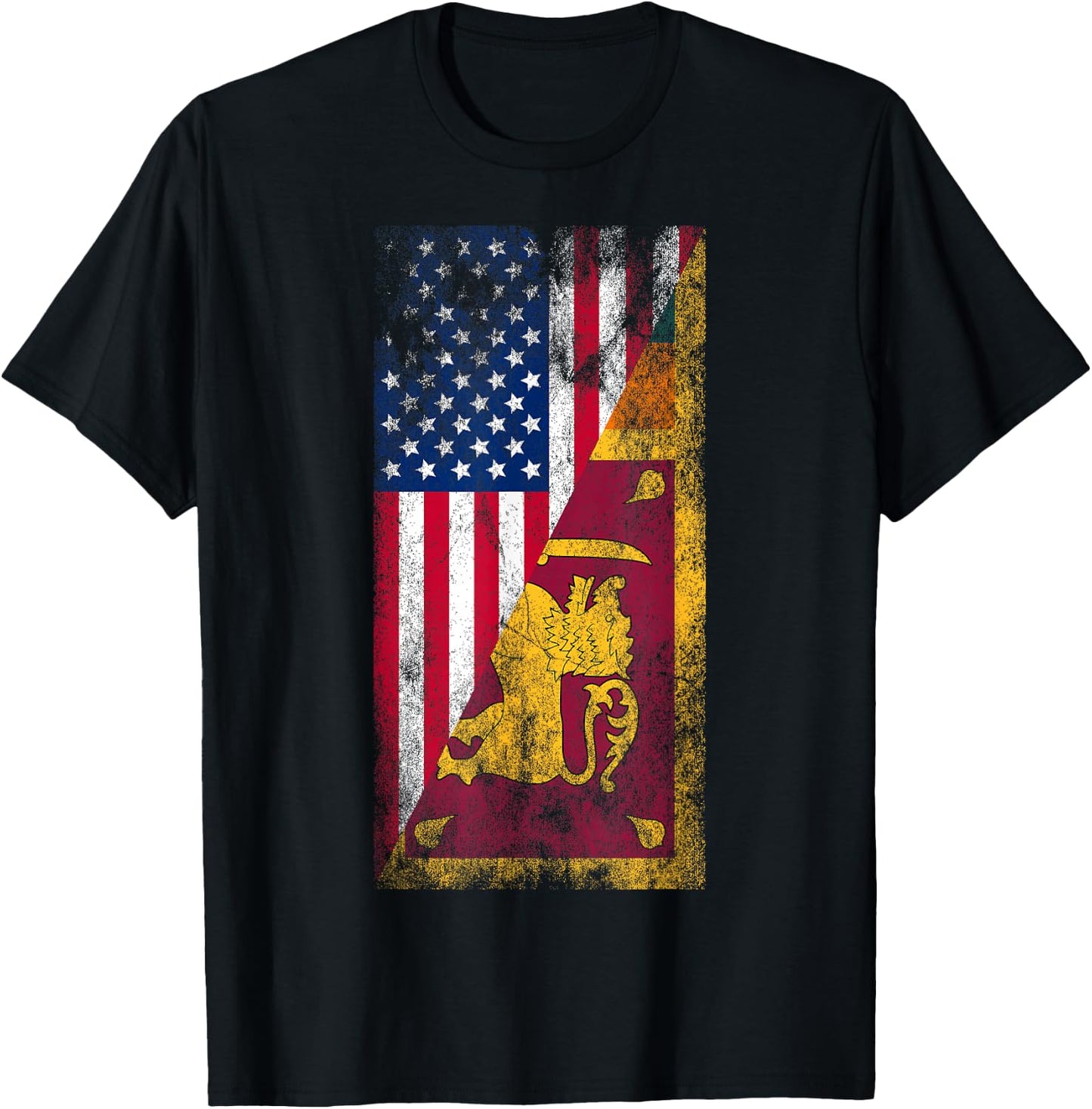 USA & Sri Lanka Flags - United States of America, Sri Lankan T-Shirt - T-Shirt | Black