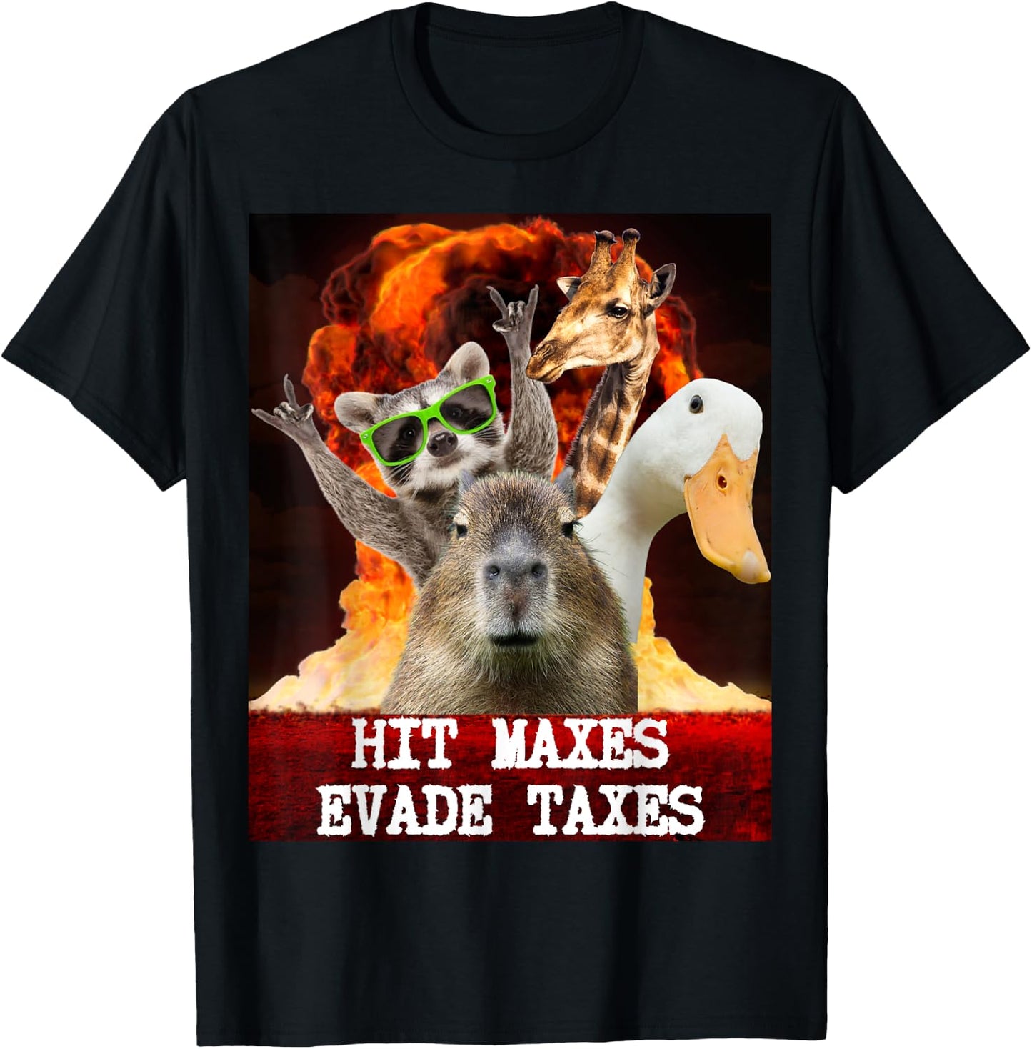 Funny Gym Weightlifting Hit Maxes Evade Taxes Workout Meme T-Shirt - T-Shirt | Black