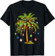 Christmas Palm Tree Light Hawaiian Tropical Xmas T-Shirt - T-Shirt | Black